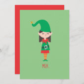 クリスマスおもしろいガール小妖精や小人 シーズンカード (正面/裏面)