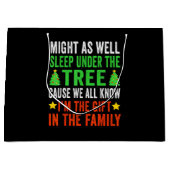 クリスマスおもしろいキッズクリスマスのパジャマの女の子の男の子 ラージペーパーバッグ (正面)