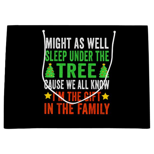 クリスマスおもしろいキッズクリスマスのパジャマの女の子の男の子 ラージペーパーバッグ (正面)