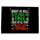 クリスマスおもしろいキッズクリスマスのパジャマの女の子の男の子 ラージペーパーバッグ (裏面)