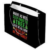 クリスマスおもしろいキッズクリスマスのパジャマの女の子の男の子 ラージペーパーバッグ (裏面アングル)