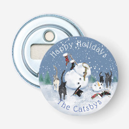 クリスマスおもしろいキャット雪だるま5  栓抜き