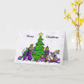 クリスマスおもしろいキャラクター カード (黄色い花)