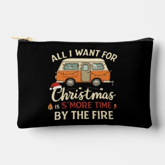 クリスマスおもしろいキャンプの時間が火のそばに アクセサリーポーチ (正面)