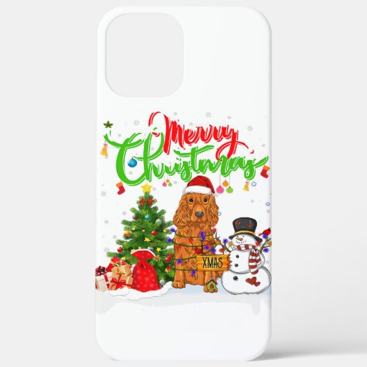 クリスマスおもしろいコッカースパニエル犬ドッグ雪だるまクリスマス Case-Mate iPhoneケース (裏面)