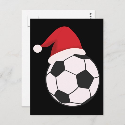 クリスマスおもしろいサッカーボールサンタハット、サッカー愛好家 ポストカード (正面/裏面)