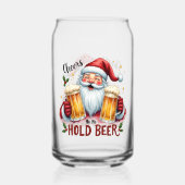 クリスマスおもしろいサンタがビールを飲む ガラス缶 (正面)