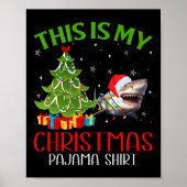 クリスマスおもしろいサンタが点灯これは私のサメのクリスマス ポスター (正面)