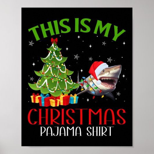 クリスマスおもしろいサンタが点灯これは私のサメのクリスマス ポスター (正面)