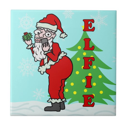 クリスマスおもしろいサンタエルフィー タイル (正面)