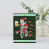 クリスマスおもしろいサンタクロースがビールのユーモアを解してくれる ポストカード (スタンド正面)