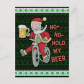 クリスマスおもしろいサンタクロースがビールのユーモアを解してくれる ポストカード (正面)