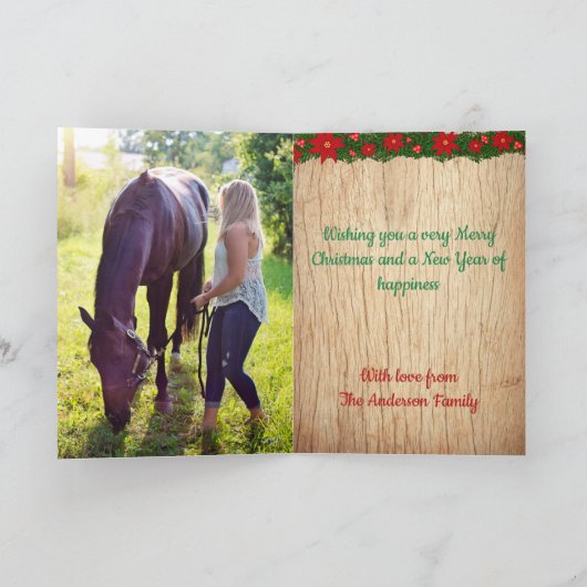 クリスマスおもしろいサンタハットを着た馬 シーズンカード (内部)