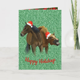 クリスマスおもしろいサンタハットを着た馬 シーズンカード