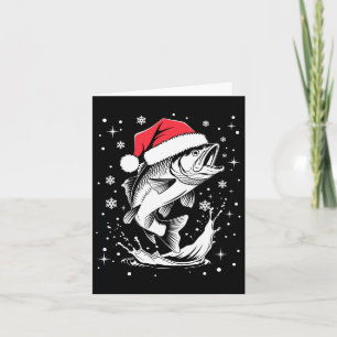 クリスマスおもしろいサンタハットフィッシュクリスマス魚釣り カード