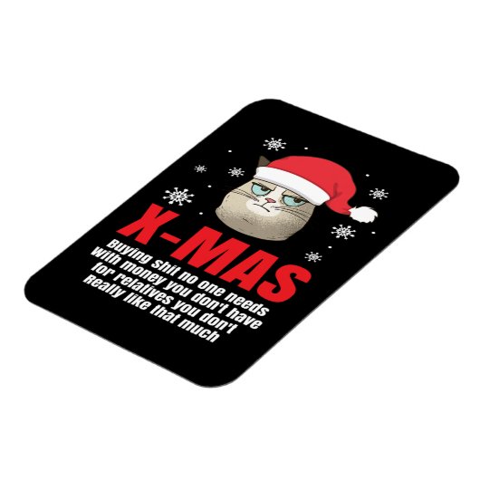 クリスマスおもしろいサンタ猫猫好きユーモアのグインチ マグネット (左側)