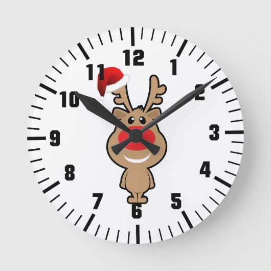 クリスマスおもしろいサンタ ラウンド壁時計 (正面)