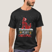 クリスマスおもしろいサンタ・レッド・プレイド・ウルフ・クリスマス・パジャマW Tシャツ (正面)