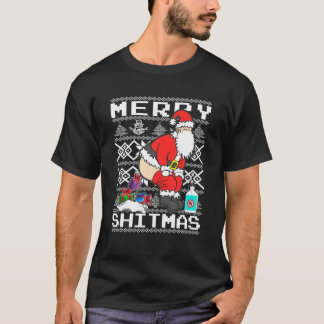 クリスマスおもしろいサンタ Tシャツ