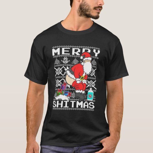 クリスマスおもしろいサンタ Tシャツ (正面)