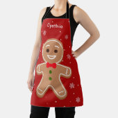 クリスマスおもしろいジンジャーブレッドかわいいオールオーバープリント エプロン (インサイチュ)