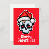 クリスマスおもしろいスカル、メリークリスマス エンクロージャーカード (正面/裏面)