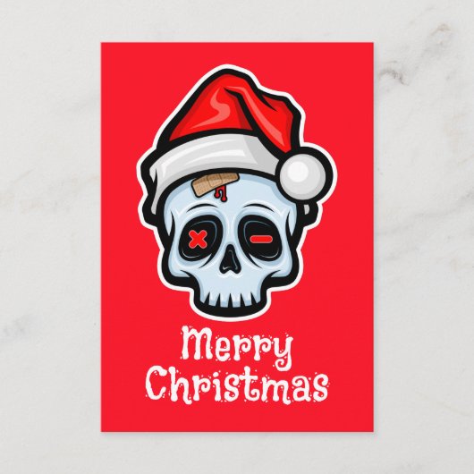 クリスマスおもしろいスカル、メリークリスマス エンクロージャーカード (正面)
