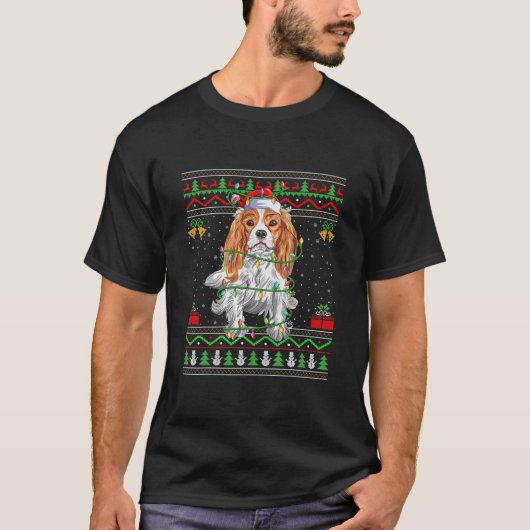 クリスマスおもしろいズアブリーカヴァリエキングチャールズスパニエル犬ドッグ Tシャツ (正面)