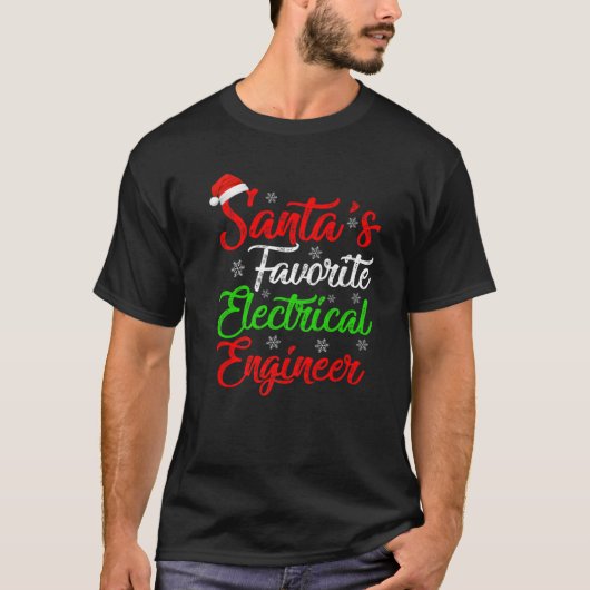 クリスマスおもしろいズ・サンタお気に入りの電気技師・チェ Tシャツ (正面)