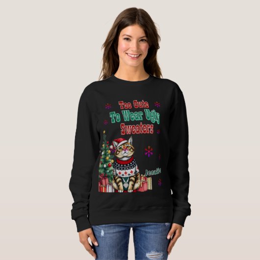 クリスマスおもしろいセーターことわざ用フェスティバル応援 スウェットシャツ (正面フル)
