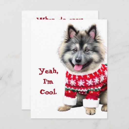 クリスマスおもしろいセーターでケシャーン シーズンカード (正面/裏面)