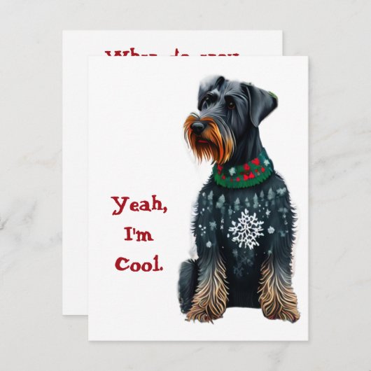 クリスマスおもしろいセーターのジャイアントシュナウザー シーズンカード (正面/裏面)
