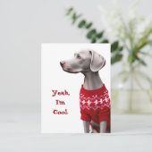 クリスマスおもしろいセーターのワイマラーナー シーズンカード (スタンド正面)