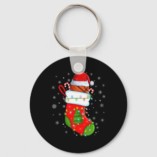 クリスマスおもしろいソックスのバスケSanta Lights X キーホルダー
