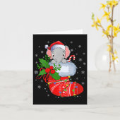 クリスマスおもしろいソックスの女性象サンタクラ カード (黄色い花)