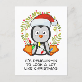 クリスマスおもしろいソンプンペンギン シーズンポストカード