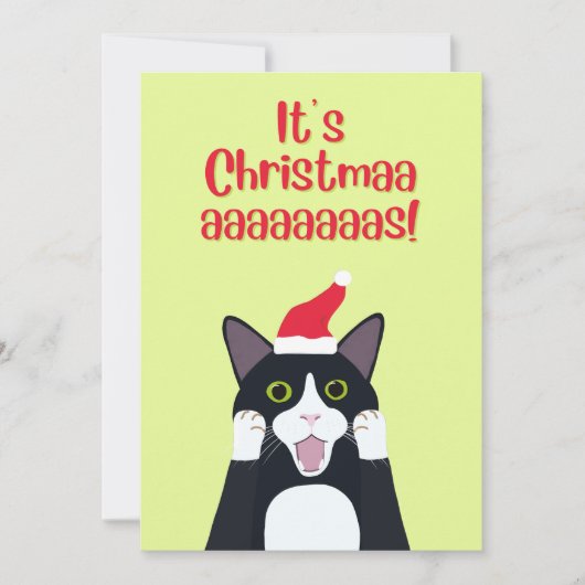 クリスマスおもしろいタキシード猫マンガ シーズンカード (正面)