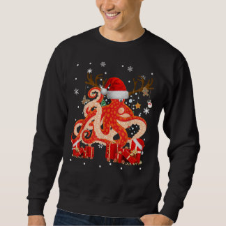 クリスマスおもしろいタコSanta Reindeer Octopus Lov スウェットシャツ