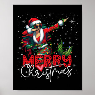 クリスマスおもしろいダビング人魚サンタクロースメリークリス ポスター