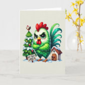 クリスマスおもしろいチキン カード (黄色い花)