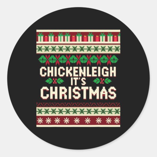 クリスマスおもしろいチッケンリークリスマスだ ラウンドシール (正面)