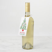 クリスマスおもしろいツリーが点灯 | ワイン ボトルネックタグ (アングル)