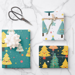 クリスマスおもしろいツリー ラッピングペーパーシート