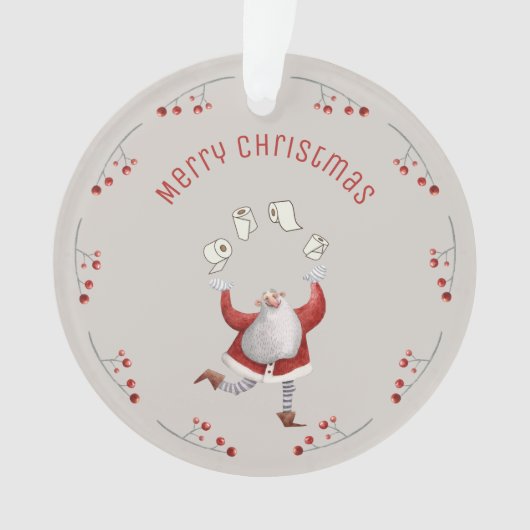 クリスマスおもしろいトイレ紙サンタ祖父母 オーナメント (正面)
