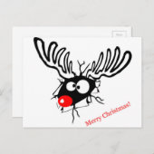 クリスマスおもしろいトナカイのひび割れた壁のルドルフ シーズンポストカード (正面/裏面)