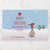 クリスマスおもしろいトナカイの新年の木2026 フードラベル (シングルラベル)