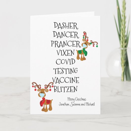 クリスマスおもしろいトナカイ名コビッドワクチン2021 シーズンカード (正面)