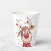 クリスマスおもしろいトナカイ赤オーナメント 紙コップ (裏面)