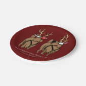 クリスマスおもしろいトナカイ鼻ユーモア ペーパープレート (アングル)