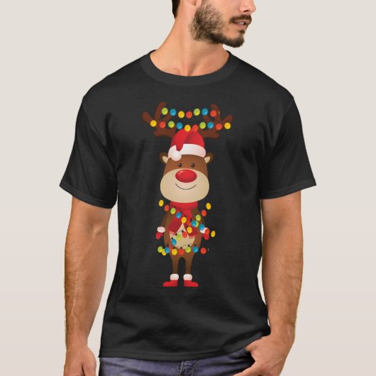 クリスマスおもしろいトナカイ Tシャツ (正面)